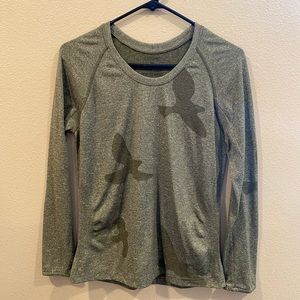 Oiselle Flyte long sleeve green/grey *LENGTH ALTERED*